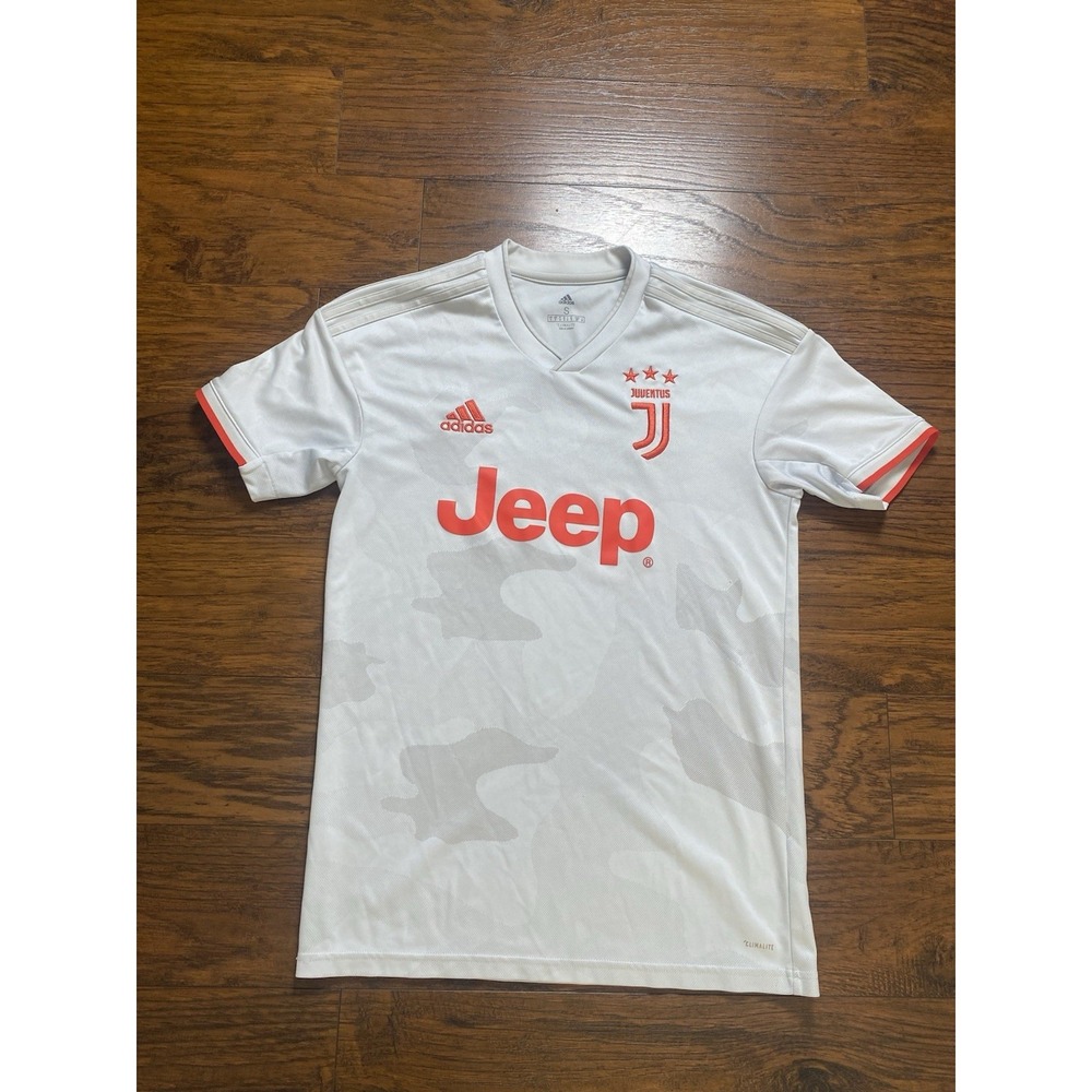 Adidas Juventus Soccer Jersey Mens Small White Grey‎ Camo Climalite Short Sleeve